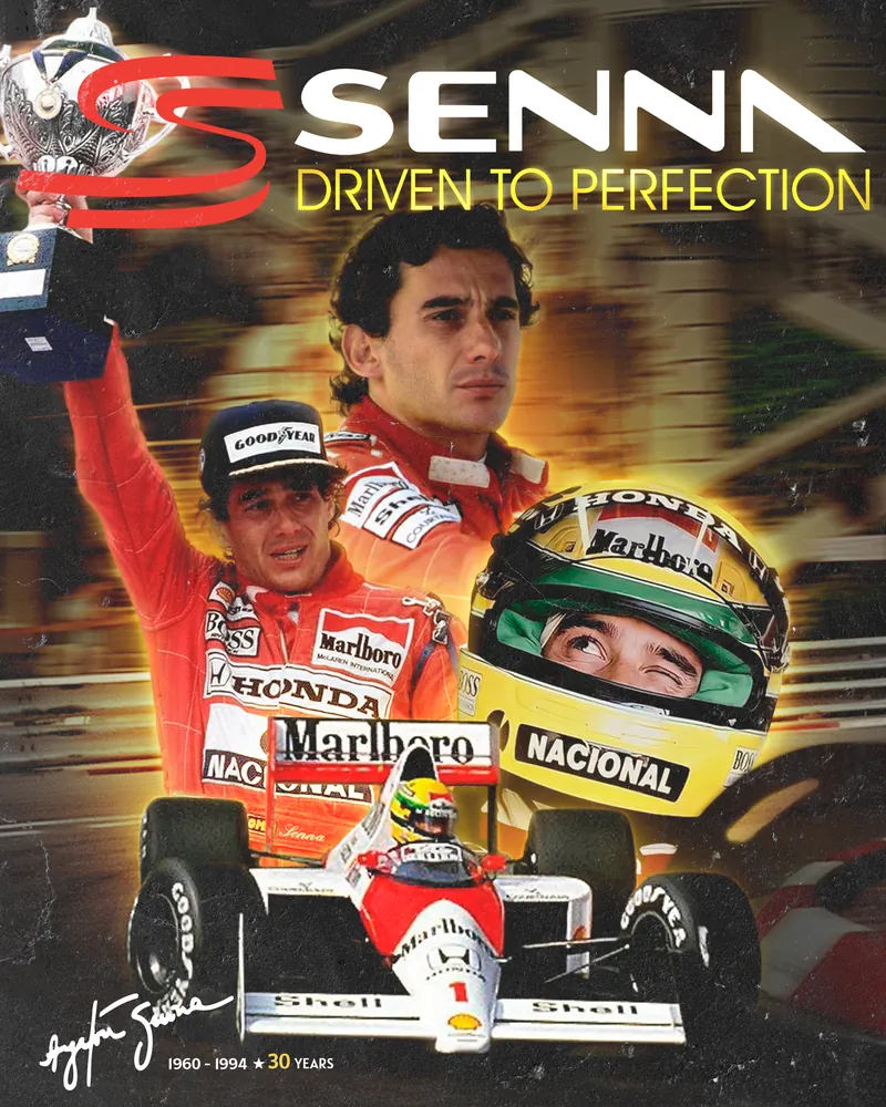 Quadro em homenagem a Ayrton Senna: composição com o piloto, o capacete e a McLaren.